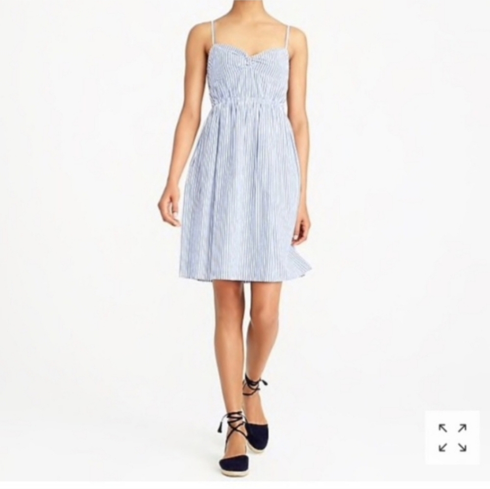 NEW J. Crew Womans Striped Spaghetti Strap Dress Lined Size 10